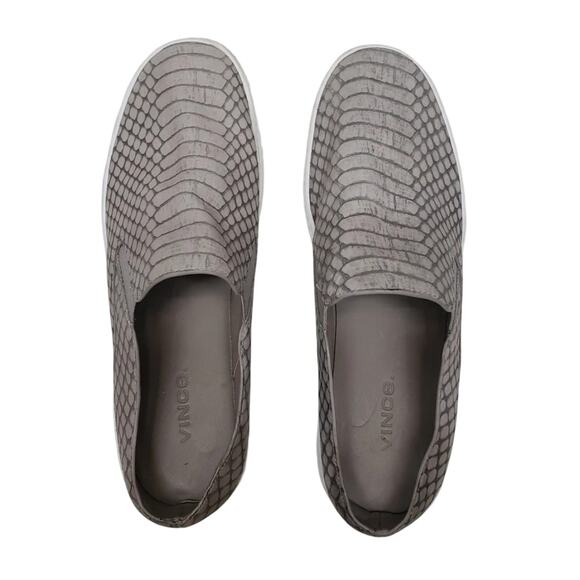 VINCE Blair Snakeskin Embossed Leather Skate Sneakers Women 7.5 M Gray Slip on - Picture 9 of 11